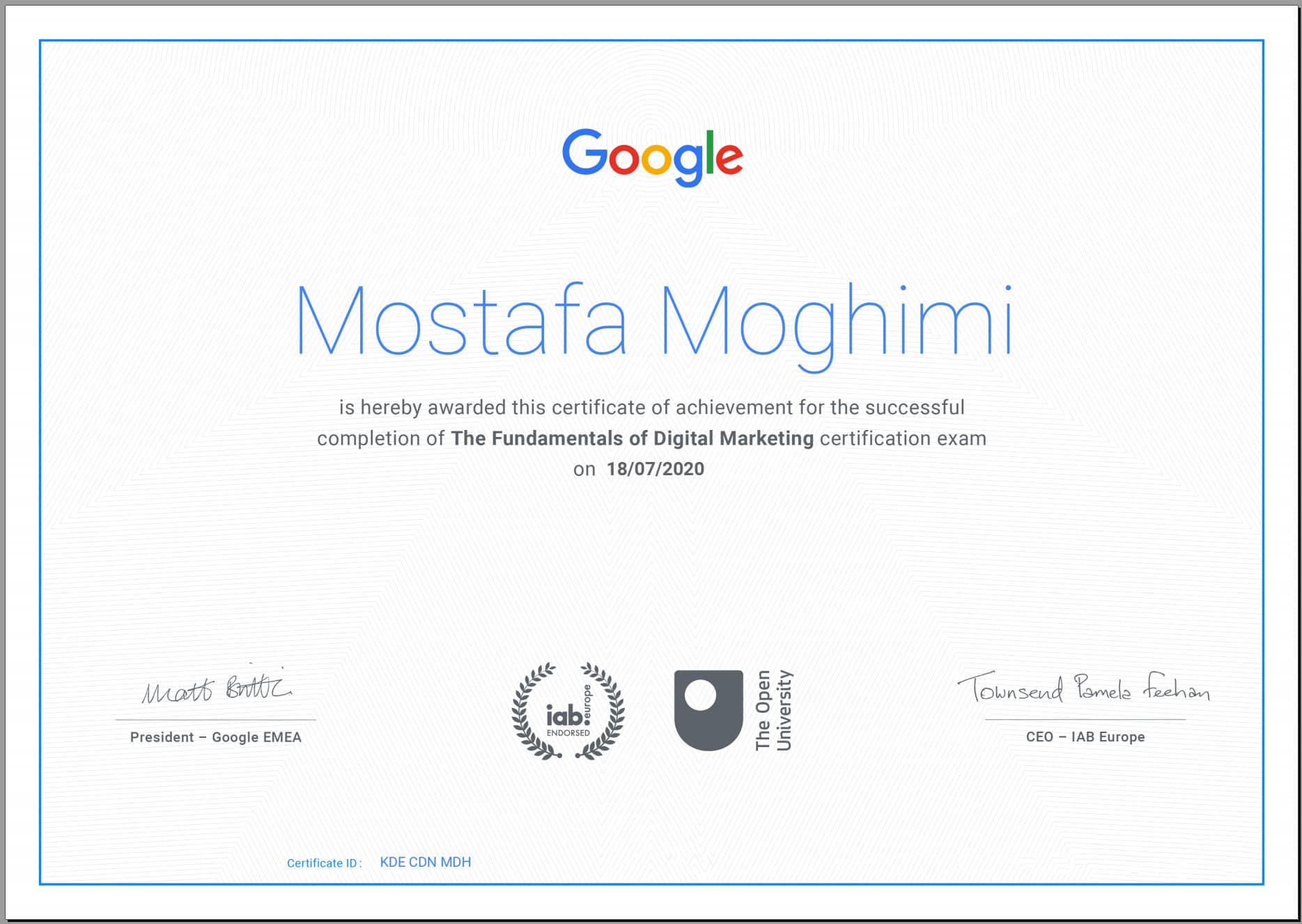 Certificate